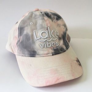 Pink and grey tie die hat